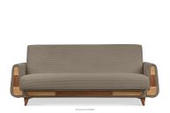 Ausklappbares Dreisitzer-Sofa aus beigefarbenem Kordstoff
