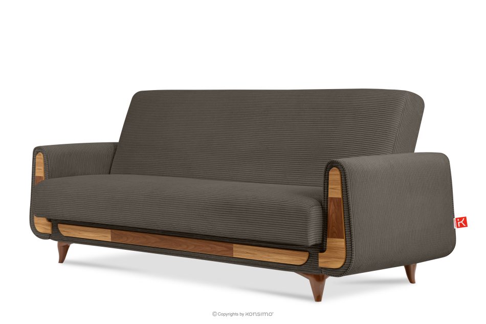 GUSTAVO II Ausklappbares Dreisitzer-Sofa aus graubeige Kordstoff graubeige - Foto 2