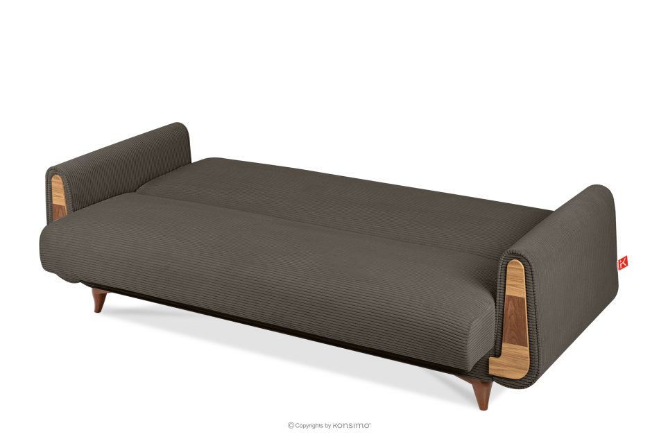 GUSTAVO II Ausklappbares Dreisitzer-Sofa aus graubeige Kordstoff graubeige - Foto 4