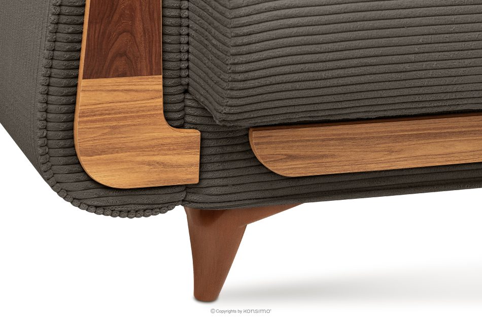 GUSTAVO II Ausklappbares Dreisitzer-Sofa aus graubeige Kordstoff graubeige - Foto 5