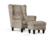 Ohrensessel & Pouf-Set in beige/schwarz