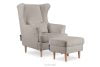 Sessel & Pouf auf Holzbeinen in beige
