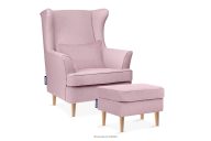 Sessel & Pouf auf Holzbeinen in rosa