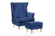 Sessel & Pouf auf Holzbeinen in marine blau