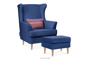 STRALIS, https://konsimo.de/kollektion/stralis/ Sessel und Pouffe auf Holzbeinen navy blau marineblau - Foto