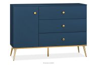 Kommode auf hohen goldenfarbenen Beinen in marineblau