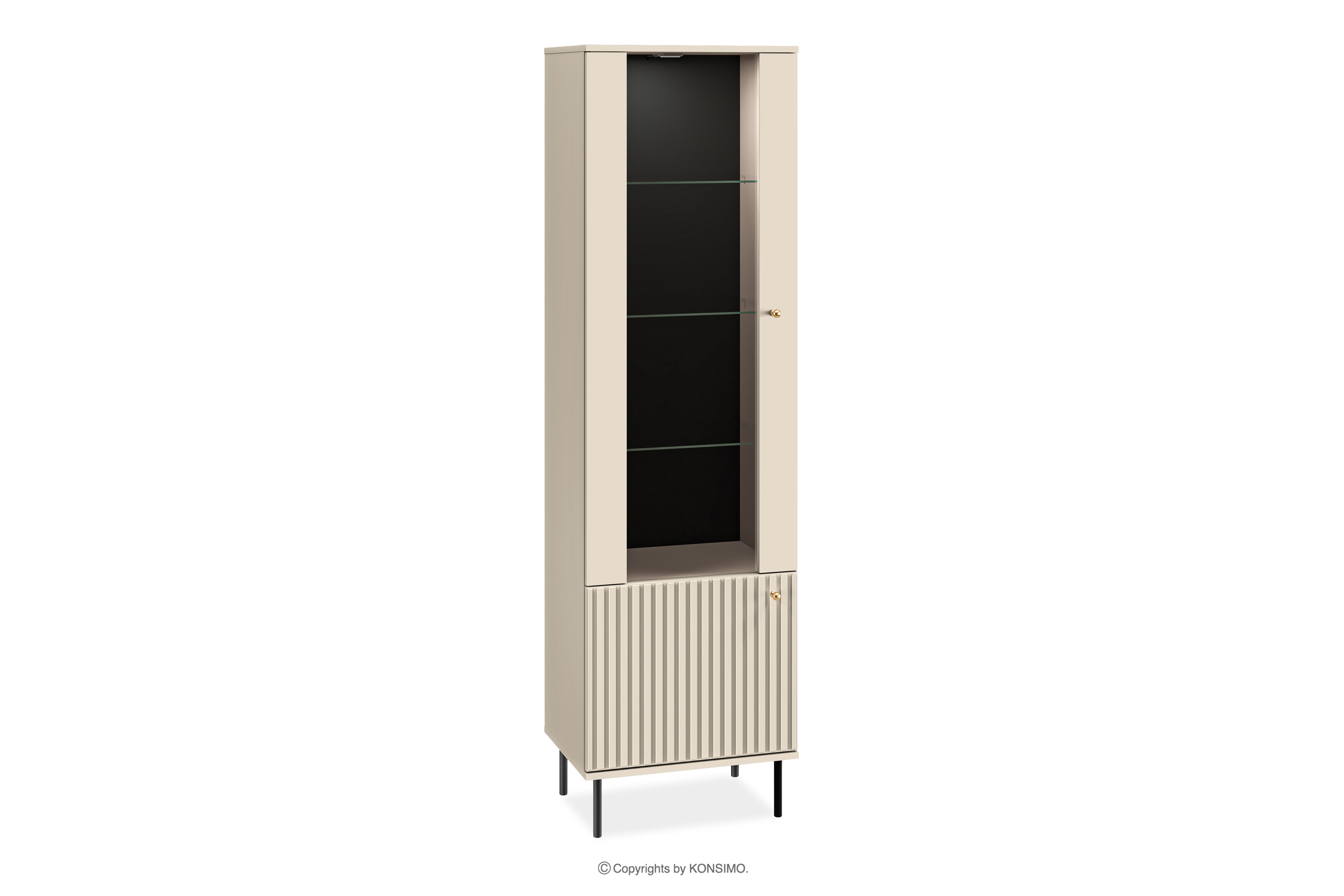 Eleganter Vitrinenschrank in cremefarben