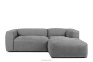 Modulares Wohnzimmer-Ecksofa aus hellgrauem Gewebestoff, rechts