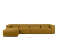 Großes modulares Wohnzimmer-Ecksofa aus honigfarbenem Gewebestoff, links