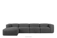Großes modulares Wohnzimmer-Ecksofa aus aschgrauem Gewebestoff, links