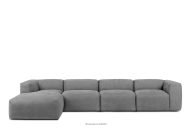 Großes modulares Wohnzimmer-Ecksofa aus hellgrauem/aschgrauem Gewebestoff, links