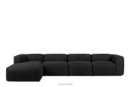 Großes modulares Wohnzimmer-Ecksofa aus graphitfarbenem Gewebestoff, links