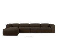 Großes modulares Wohnzimmer-Ecksofa aus braunem Gewebestoff, links