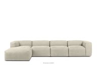 Großes modulares Wohnzimmer-Ecksofa aus ecrufarbenem Gewebestoff, links
