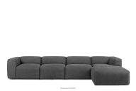 Großes modulares Wohnzimmer-Ecksofa aus aschgrauem Gewebestoff, rechts