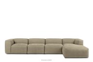 Großes modulares Wohnzimmer-Ecksofa aus sandgrauem Gewebestoff, rechts