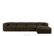 Großes modulares Wohnzimmer-Ecksofa aus braunem Gewebestoff, rechts