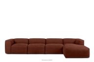 Großes modulares Wohnzimmer-Ecksofa aus orangem Gewebestoff, rechts