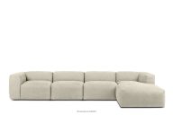 Großes modulares Wohnzimmer-Ecksofa aus ecrufarbenem Kordstoff, rechts