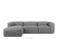Modulares Ecksofa aus hellgrauem Gewebestoff, links