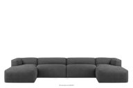 Großes modulares U-förmiges Ecksofa aus aschgrauem Gewebestoff