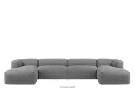 Großes modulares U-förmiges Ecksofa aus hellgrauem Gewebestoff