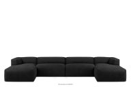 Großes modulares U-förmiges Ecksofa aus graphitfarbenem Gewebestoff