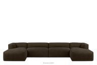 Großes modulares U-förmiges Ecksofa aus braunem Gewebestoff