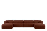 Großes modulares U-förmiges Ecksofa aus orangem Gewebestoff