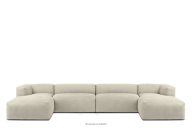 Großes U-förmiges Ecksofa modular ecrufarbener Gewebestoff