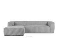 Großes hellgraues Ecksofa mit Kordstoff links