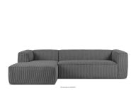 Großes dunkelgraues Ecksofa aus Kordstoff links