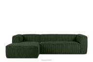 Großes dunkelgrünes Ecksofa aus Kordstoff links
