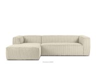 Großes cremefarbenes Ecksofa mit Kordstoff links