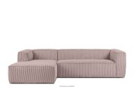 Großes rosa Ecksofa aus Kordstoff links