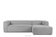 Großes hellgraues Ecksofa aus Kordstoff, rechts