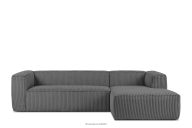 Großes dunkelgraues Ecksofa aus Kordstoff, rechts