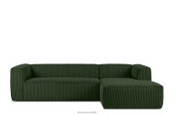 Großes dunkelgrünes Ecksofa aus Kordstoff, rechts