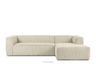 Großes cremefarbenes Ecksofa mit Kordstoff rechts
