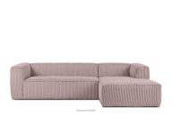 Großes rosa Ecksofa aus Kordstoff, rechts