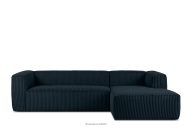 Großes marineblaues Ecksofa aus Kordstoff rechts