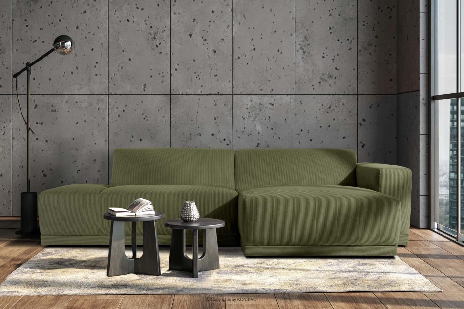 MUDI Wohnzimmer-Ecksofa rechts im Boho-Stil in khakigrün khaki - Foto 1