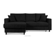 Ausziehbares Kordstoff-Ecksofa links auf Beinen in schwarz