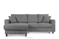 Ausziehbares Kordstoff-Ecksofa links auf Beinen in dunkelgrau