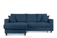 Ausziehbares Kordstoff-Ecksofa links auf Beinen in marineblau