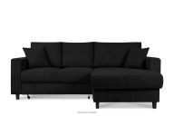 Ausziehbares Kordstoff-Ecksofa rechts auf Beinen in schwarz
