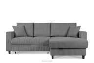 Ausziehbares Kordstoff-Ecksofa rechts auf Beinen in dunkelgrau