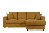 Ausziehbares Kordstoff-Ecksofa rechts auf Beinen in gelb