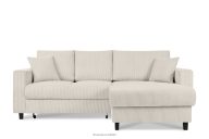 Ausziehbares Kordstoff-Ecksofa rechts auf Beinen in cremefarben