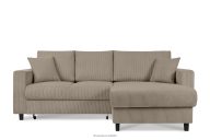 Ausziehbares Kordstoff-Ecksofa rechts auf Beinen in beige